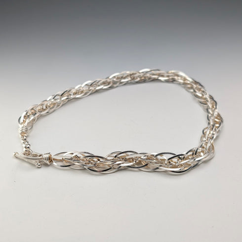 Vintage sterling silver extra thick weave chain necklace 88g
